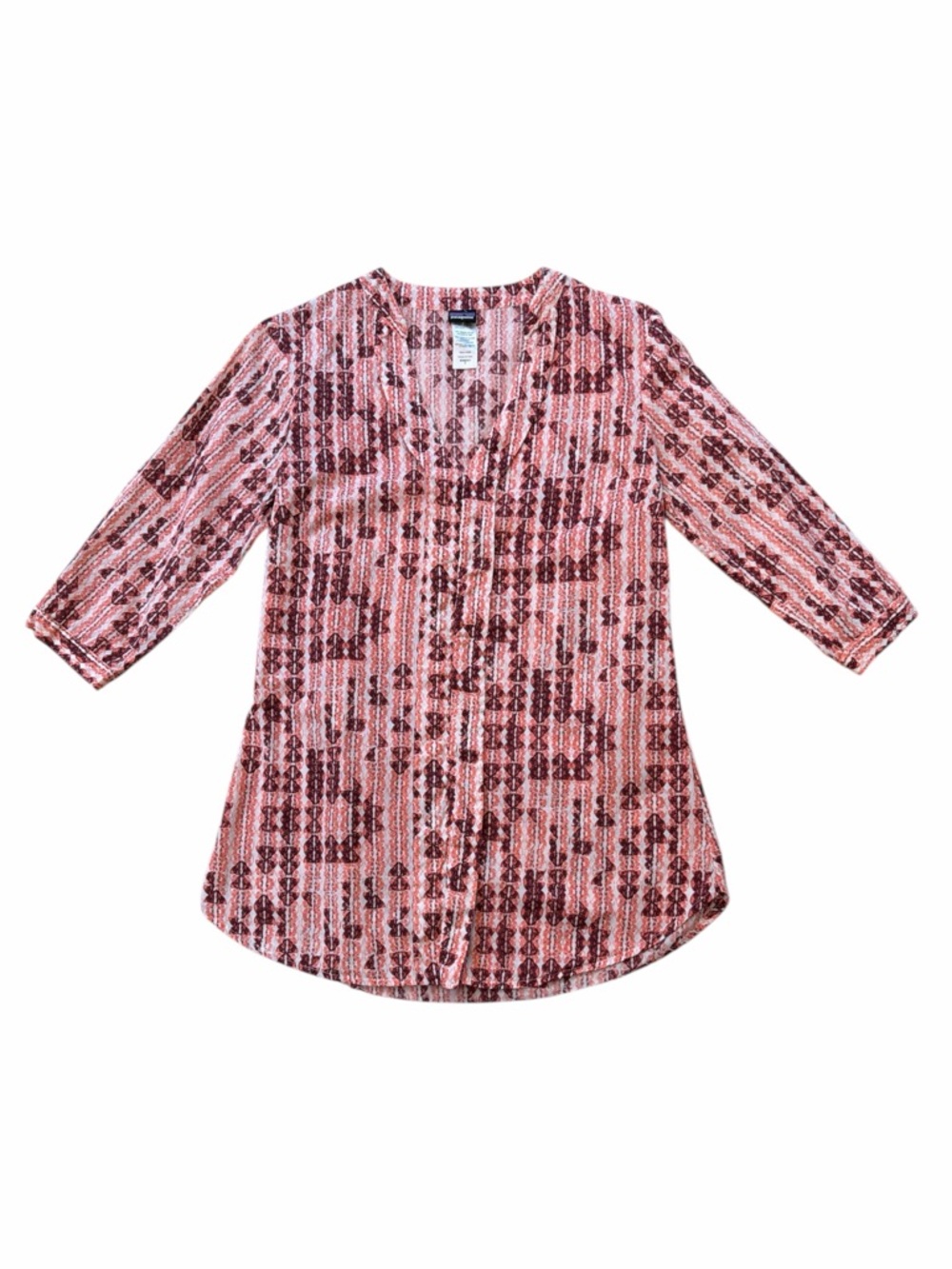 Patagonia Women's Sedum Pullover Tunic in Coyote Blocks pattern